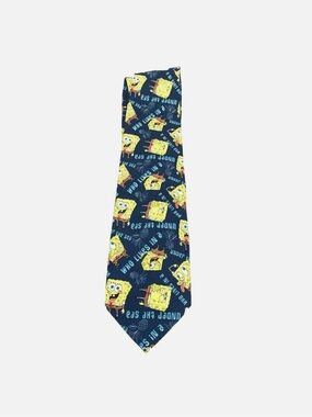 Nickelodeon Navy and Yellow SpongeBob Pattern Tie